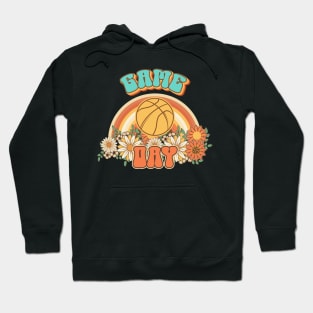 Groovy Basketball mom Retro game day gift for funny mother Vintage floral pattern Hoodie